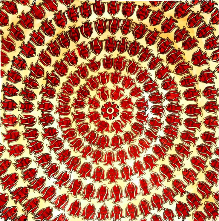 Madhubani Fish Mandala (ART_2399_67288) - Handpainted Art Painting - 8in X 8in