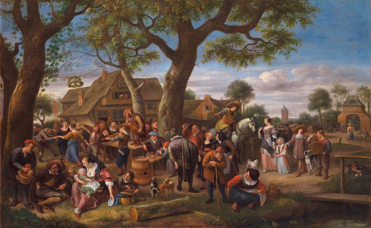 Peasants Merrymaking Outside An Inn (circa 1676) (PRT_15395) - Canvas Art Print - 32in X 20in