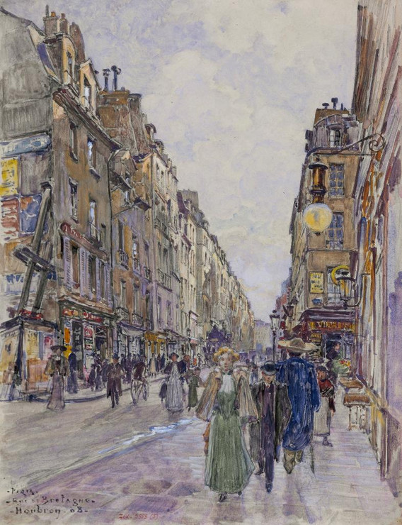 Rue De Bretagne, En 1908. 3√®me Arrondissement (1908) (PRT_15424) - Canvas Art Print - 23in X 30in