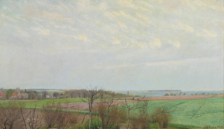 View Of Roskilde Fjord, Early Spring (1903) (PRT_15502) - Canvas Art Print - 25in X 14in