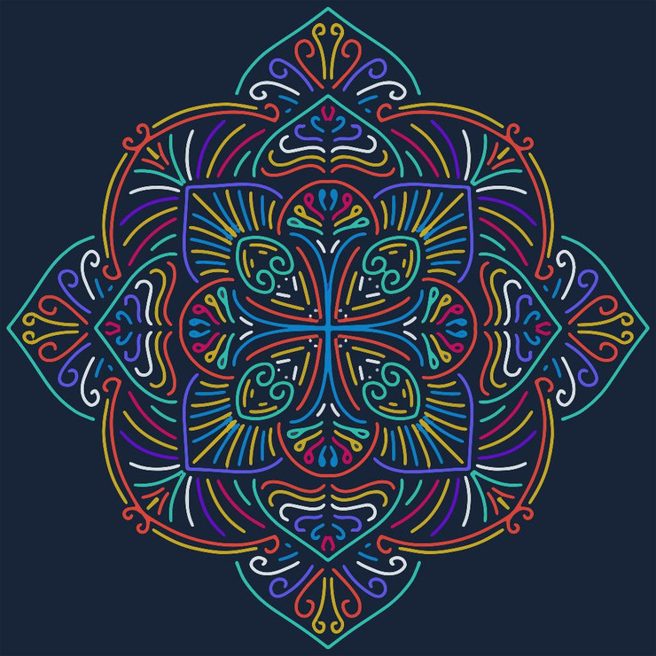 Floral Mandala1 (PRT_15535) - Canvas Art Print - 44in X 44in