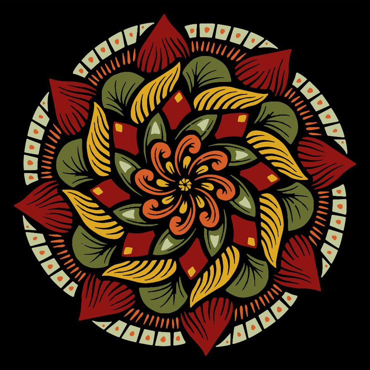 Amara - Floral Mandala2 (PRT_15541) - Canvas Art Print - 44in X 44in
