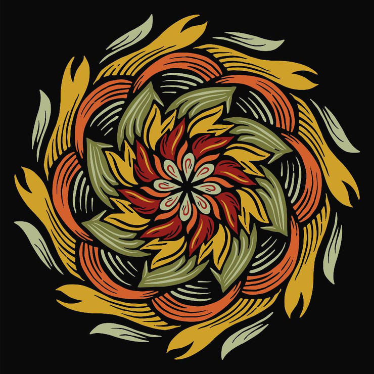 Amara - Floral Mandala4 (PRT_15543) - Canvas Art Print - 44in X 44in
