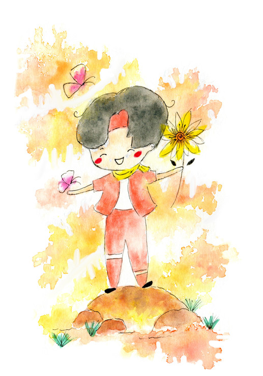 Boy Butterflies  (PRT_7809_67535) - Canvas Art Print - 20in X 28in