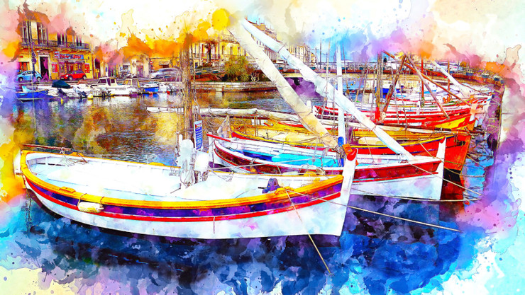 Boats  (PRT_7809_67514) - Canvas Art Print - 20in X 11in