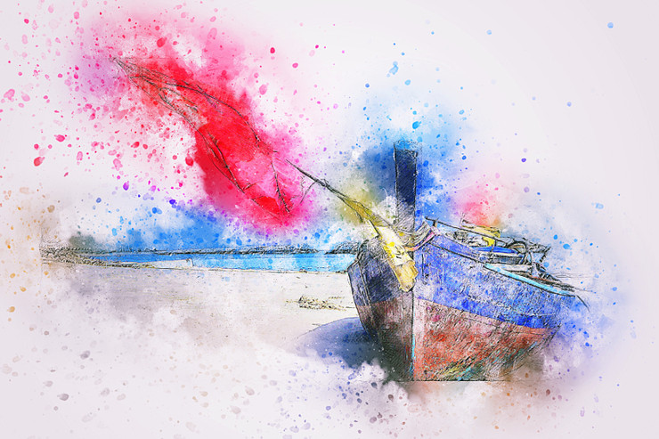 Boat Sea Ship  (PRT_7809_67502) - Canvas Art Print - 20in X 17in