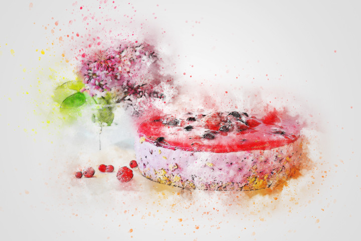 Cake Fruit Birthday  (PRT_7809_67676) - Canvas Art Print - 22in X 15in