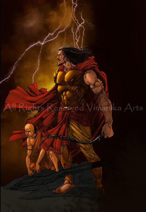 Karna Warrior Vimanika (PRT_6900_15551) - Canvas Art Print - 24in X 35in
