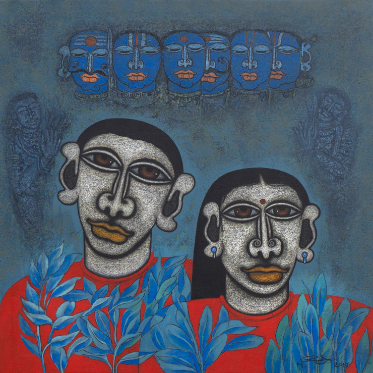 Couple III  (ART_898_67941) - Handpainted Art Painting - 30in X 30in
