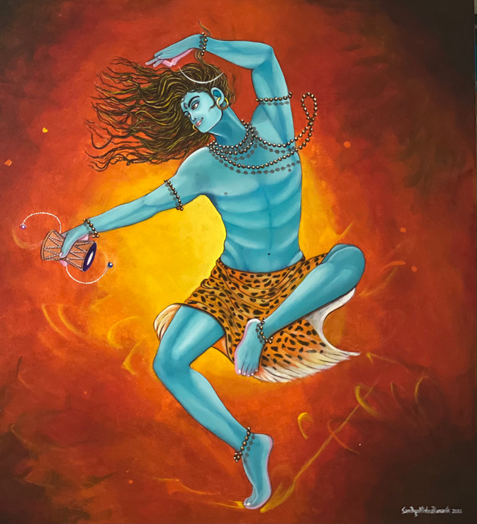 Shiva Shiva's Dance (ART_8370_67892) - Handpainted Art Painting - 36in X 35in