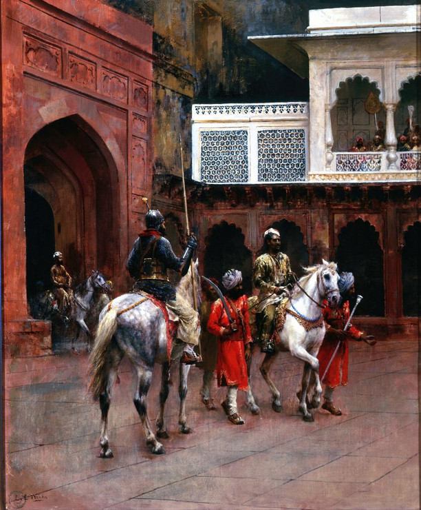 Indian Prince, Palace Of Agra By Edwin Lord Weeks (PRT_15568) - Canvas Art Print - 21in X 25in