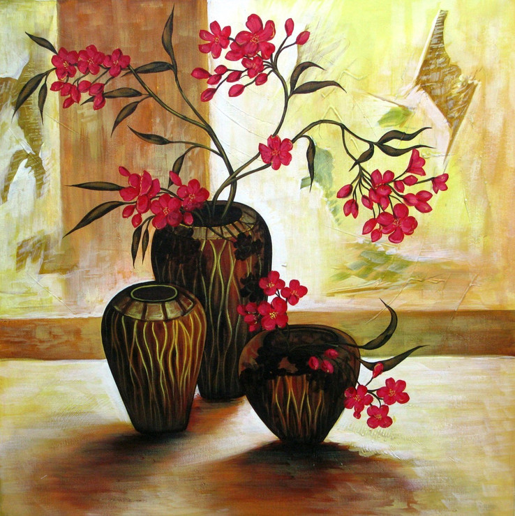 Dazzling Beauty - 24in X 24in,RAJEAR03_2424,Acrylic Colors,Flower,Pots - Buy Paintings online in India