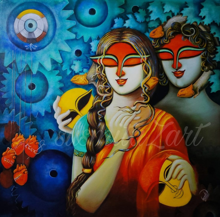 KALYUG (ART_7352_68510) - Handpainted Art Painting - 32in X 33in