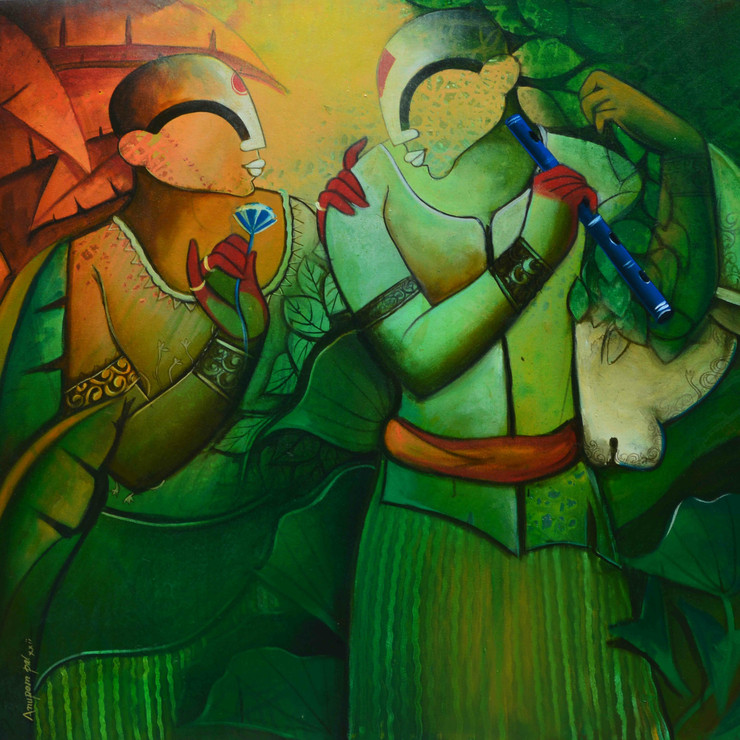 Melodies of Life (ART_6351_68469) - Handpainted Art Painting - 36in X 36in