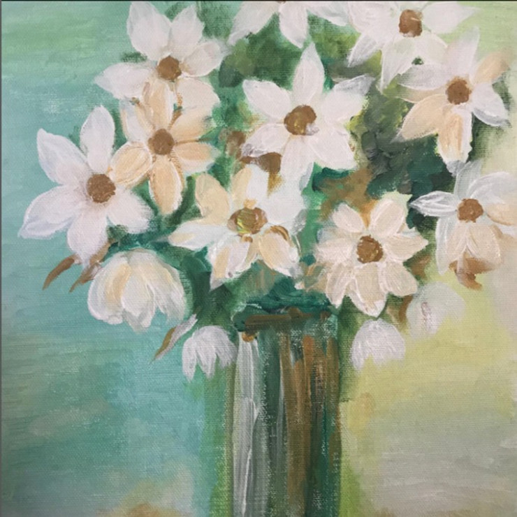 Flowers (ART_8519_68462) - Handpainted Art Painting - 10in X 12in