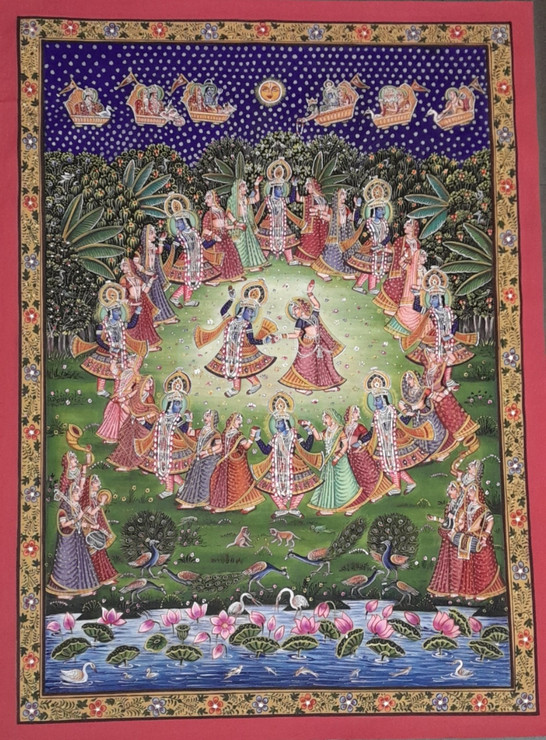 Pichwai Painting Of Lord Krishna With Cows Radha Krishna Painting (ART_7555_68441) - Handpainted Art Painting - 30in X 36in