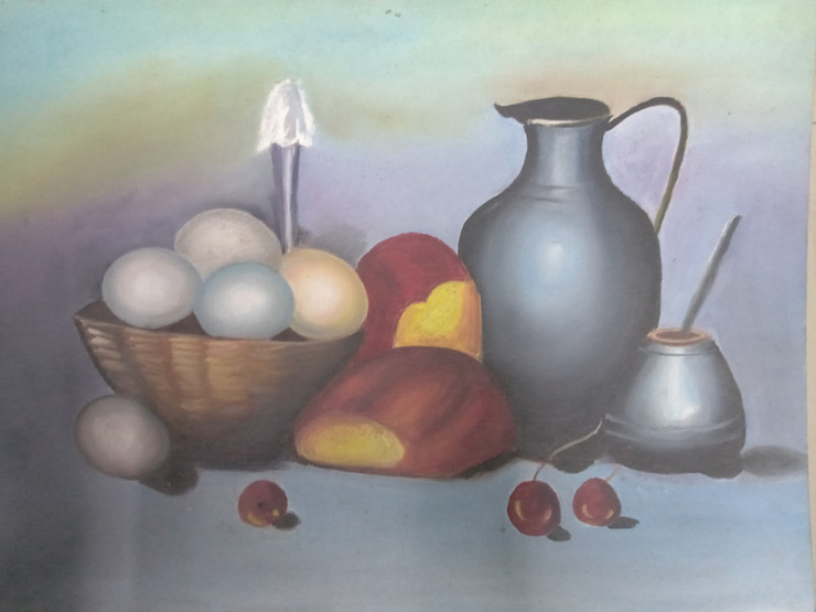 The still life of objects - the art of light and shadow (ART_8690_68582) - Handpainted Art Painting - 21in X 16in