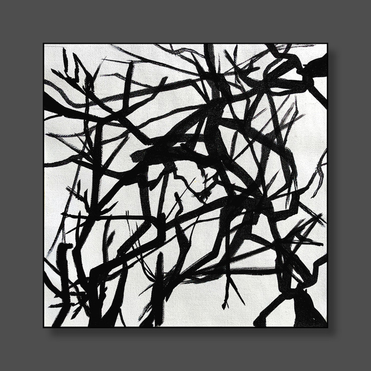 Black & White Modern Abstract (ART_5557_68679) - Handpainted Art Painting - 32in X 32in