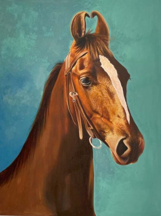 Horse Canvas Wall Art for Living Room (ART_7555_68741) - Handpainted Art Painting - 18in X 24in
