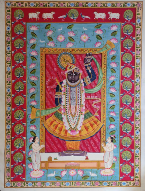 Pichwai Painting Painting Of Lord Shrinathji Indian Art Home (ART_7555_68732) - Handpainted Art Painting - 40in X 60in