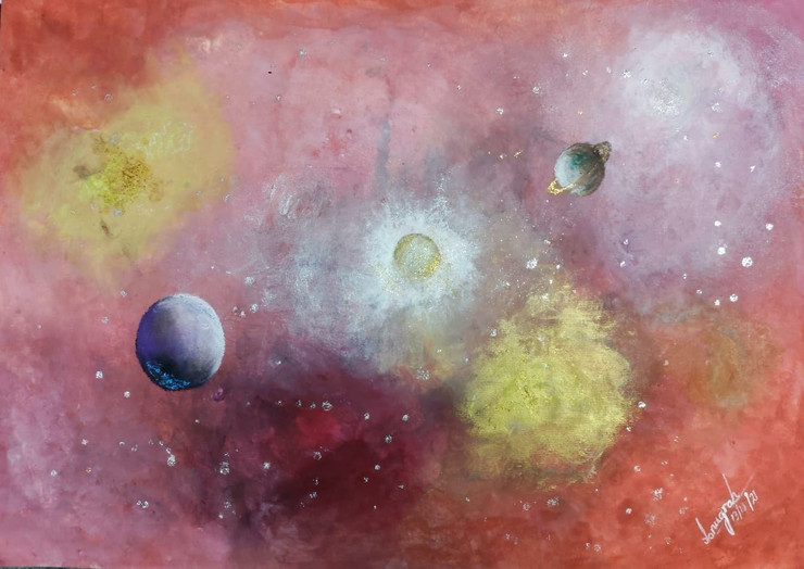 Fantasy galaxy (ART_8711_68782) - Handpainted Art Painting - 16in X 11in