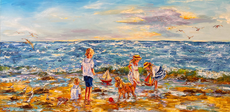 Petits bateaux (PRT_5785_66799) - Canvas Art Print - 39in X 20in
