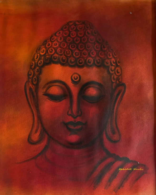 Buddha (ART_3512_68846) - Handpainted Art Painting - 17in X 18in
