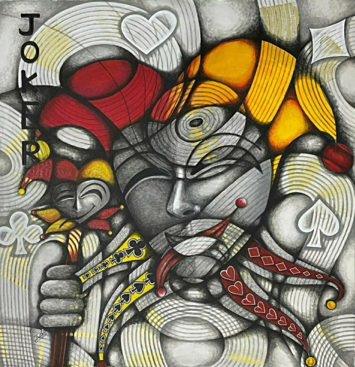 JOKER (ART_8691_68831) - Handpainted Art Painting - 44in X 45in