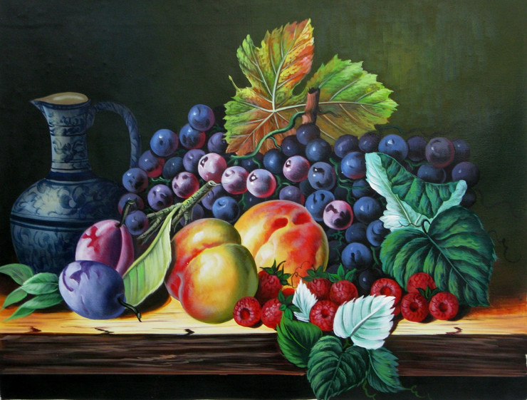 Fruits And Vase 2 - 24in X 18in,RAJEAR32_2418,Acrylic Colors,Fruit Basket,Still Life,Vase - Buy Paintings online in India