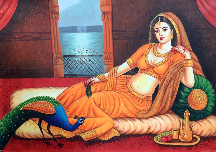 Rajasthani Lady Painting By ARTOHOLIC (ART_3319_69014) - Handpainted Art Painting - 36in X 24in