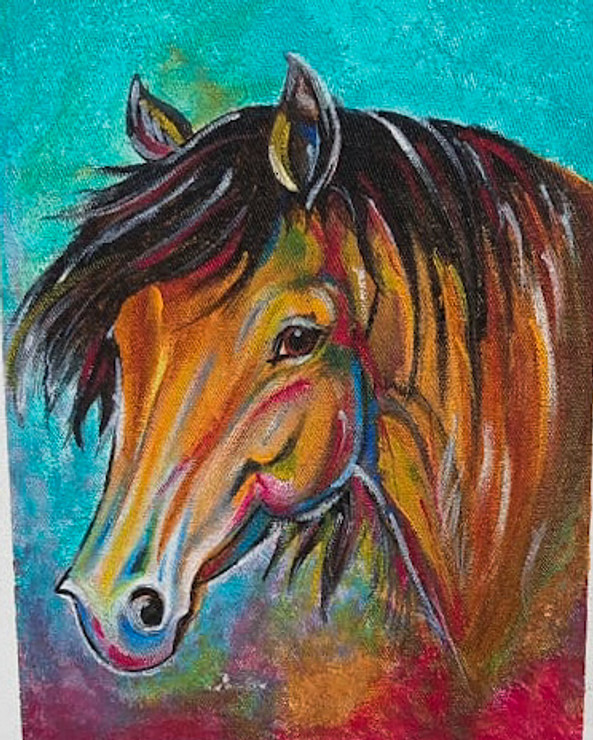 Horse (ART_8723_69075) - Handpainted Art Painting - 10in X 8in