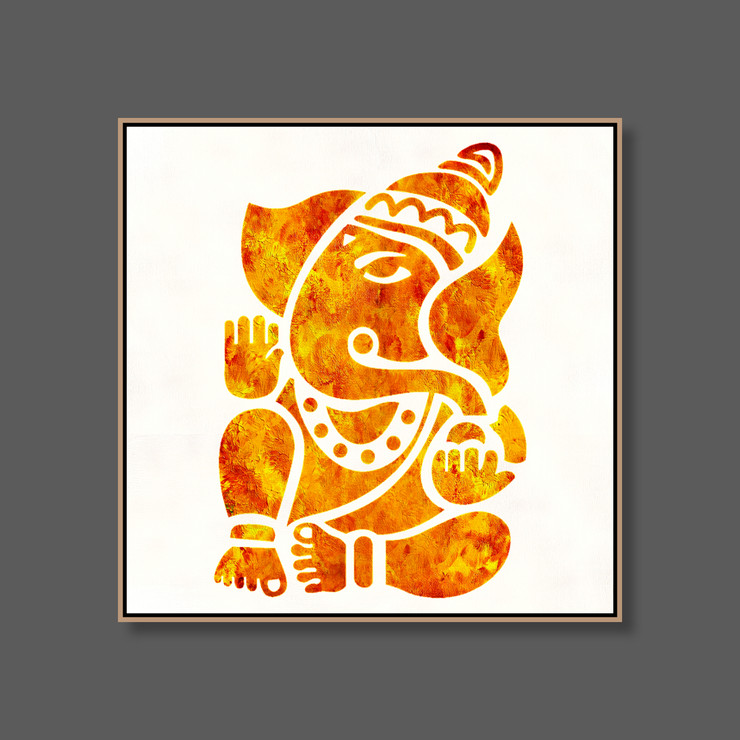 Stencil Ganesha Abstract (ART_5557_68989) - Handpainted Art Painting - 24in X 24in