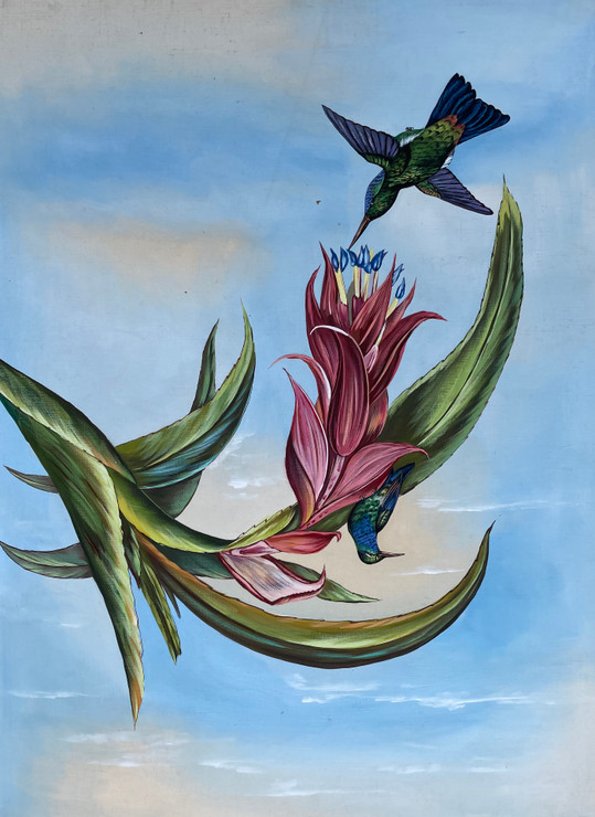HUMMING BIRD PAINTING BY ARTOHOLIC (ART_3319_69182) - Handpainted Art Painting - 16in X 20in