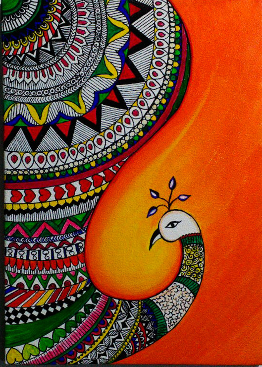Peacock (ART_8723_69218) - Handpainted Art Painting - 16in X 20in