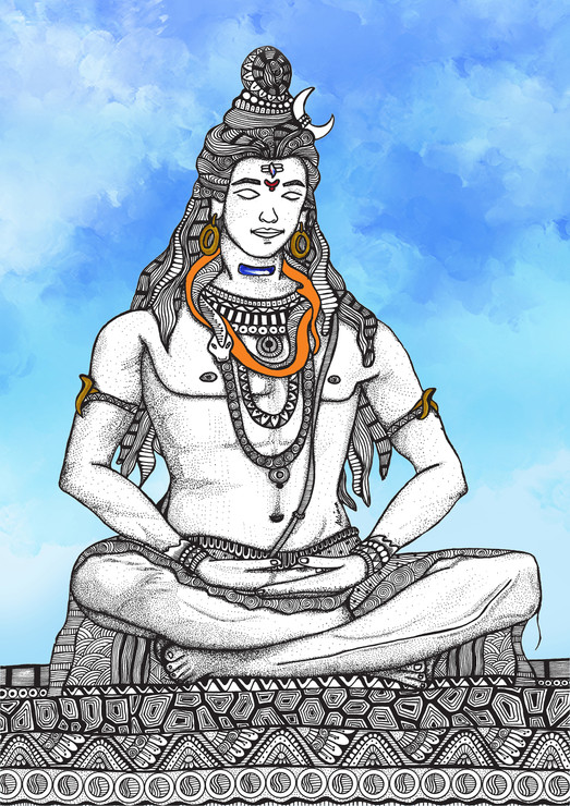 Meditation Shiva (PRT_7941_69136) - Canvas Art Print - 24in X 36in