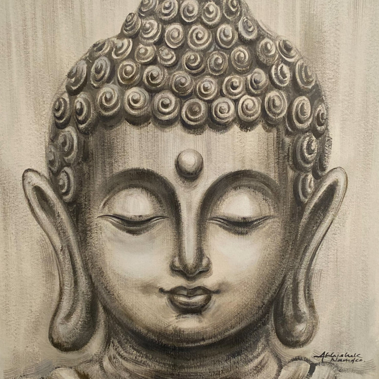 Buddha (ART_3512_69126) - Handpainted Art Painting - 23in X 23in