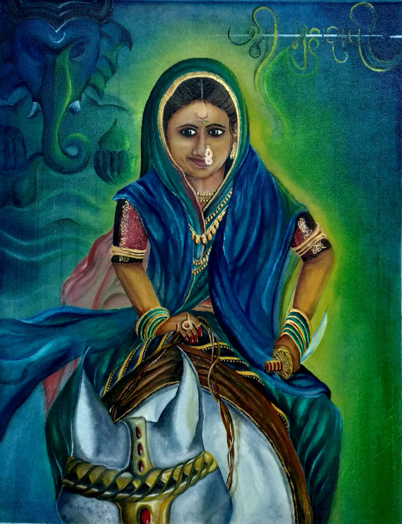 Jhansi ki Rani ¬ñ Rani Lakshmi Bai (ART_7093_69140) - Handpainted Art Painting - 17in X 25in