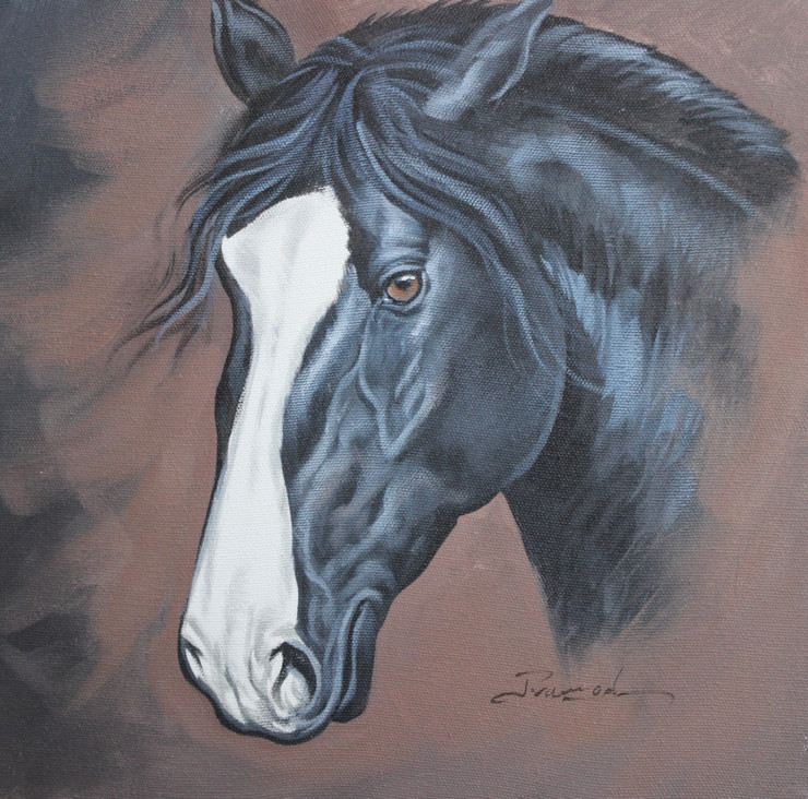 HORSE PAINTING BY ARTOHOLIC (ART_3319_69228) - Handpainted Art Painting - 24in X 24in