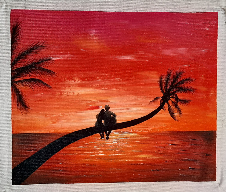 Hope Of Couple (ART_2825_69419) - Handpainted Art Painting - 11in X 9in