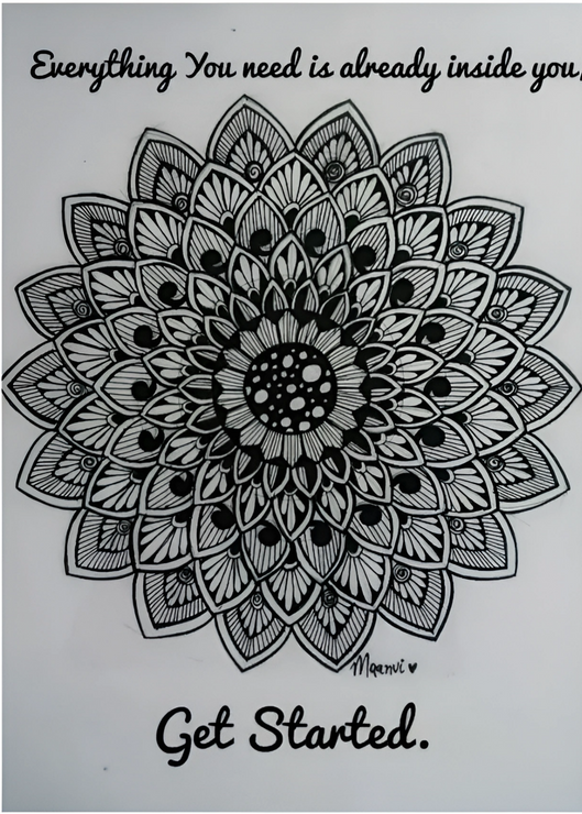 The Circular Mandala (ART_8745_69393) - Handpainted Art Painting - 9in X 14in