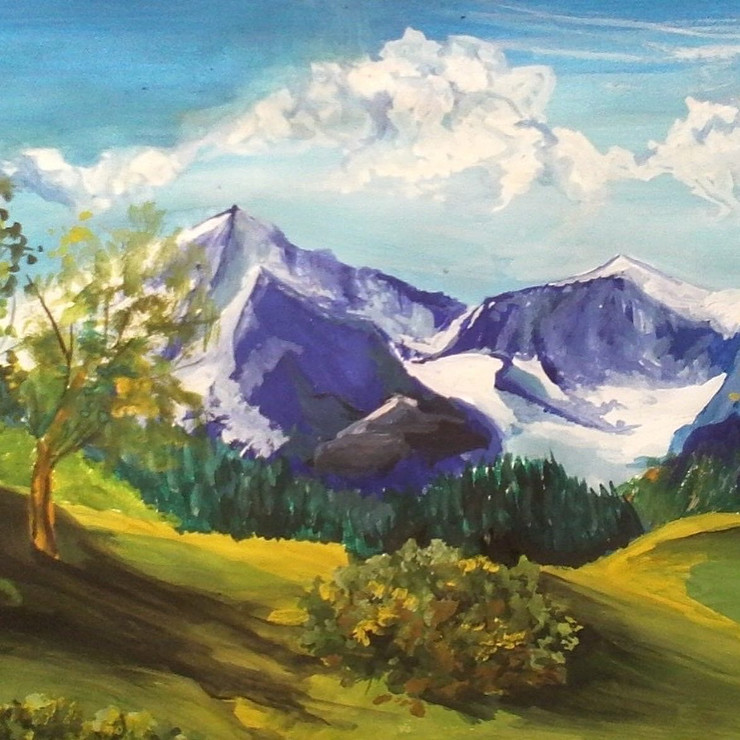 The mountains (ART_8737_69378) - Handpainted Art Painting - 18in X 24in
