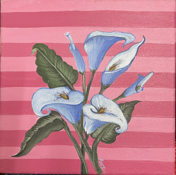 Floral  Flowers painting  (ART_7557_69683) - Handpainted Art Painting - 12in X 12in