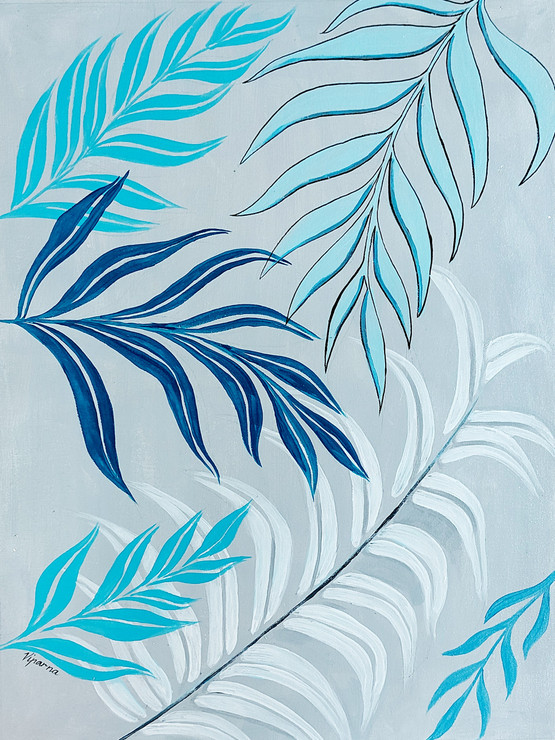 Boho Leaves (ART_4808_69804) - Handpainted Art Painting - 18in X 24in