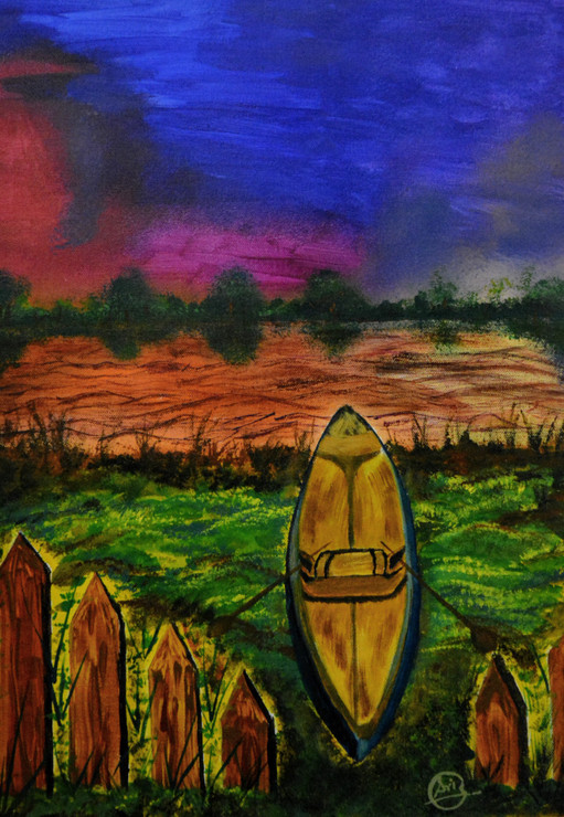 Take a Break ! Its Vacation time (ART_8580_69791) - Handpainted Art Painting - 14in X 20in