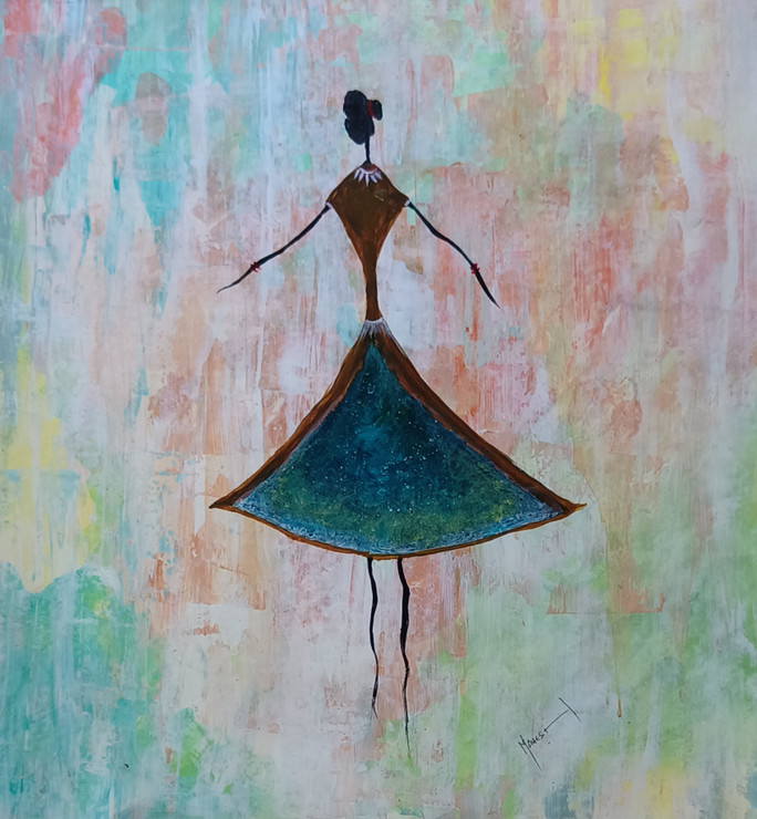 Dancing Queen! (ART_4050_70039) - Handpainted Art Painting - 14in X 15in