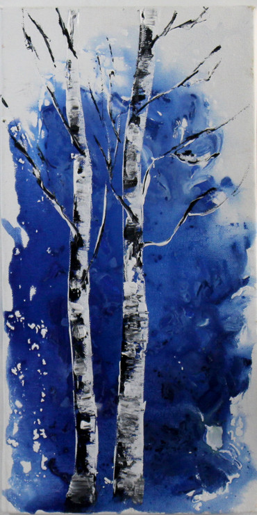 Birches (ART_8799_70047) - Handpainted Art Painting - 12in X 26in