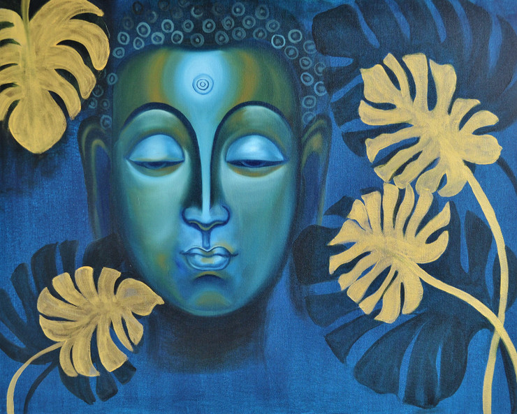 Buddha (ART_7243_70102) - Handpainted Art Painting - 36in X 24in