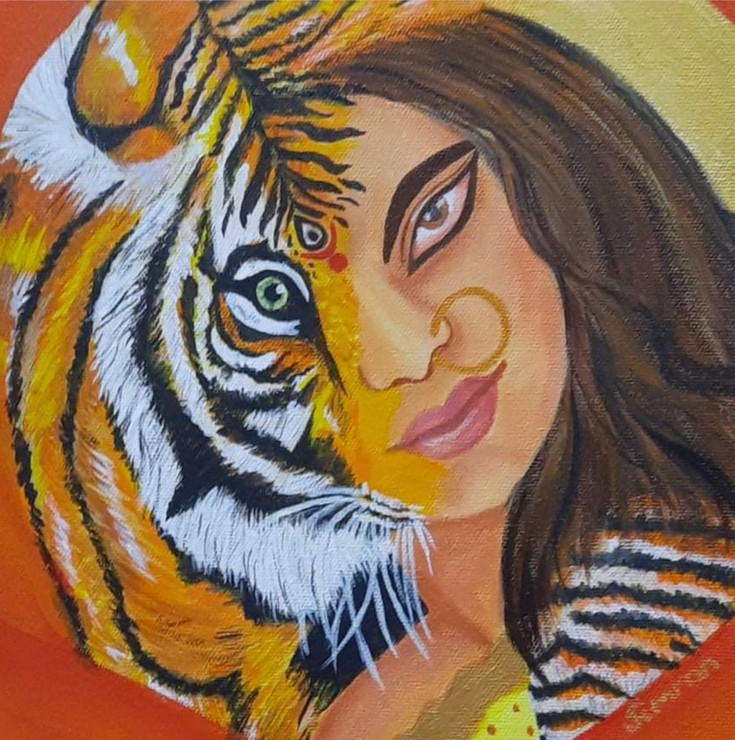 Shakti (ART_8800_70084) - Handpainted Art Painting - 12in X 12in