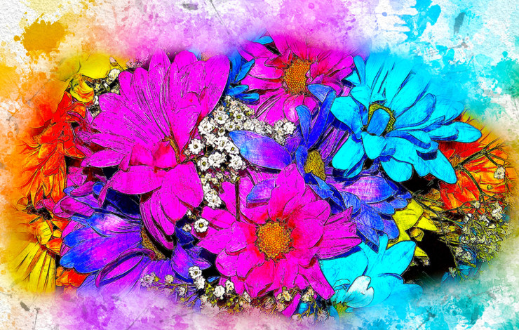 Flowers Bouquet 20X30 (PRT_7809_70294) - Canvas Art Print - 26in X 16in