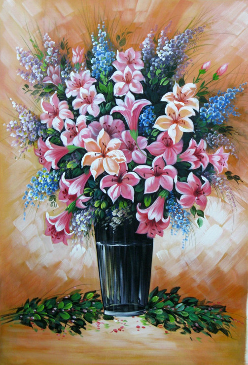 Floral Liberation - 24in X 36in,RAJEAR20_2436,Acrylic Colors,Pottery,Vase,Beautiful Flower in Vase  - Buy Paintings online in India